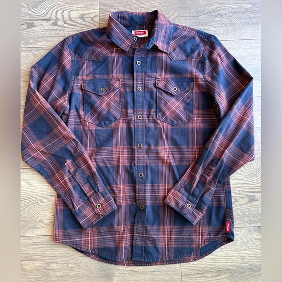 Wrangler Other - Wrangler Men's Casual Plaid Shirt - Navy and Red